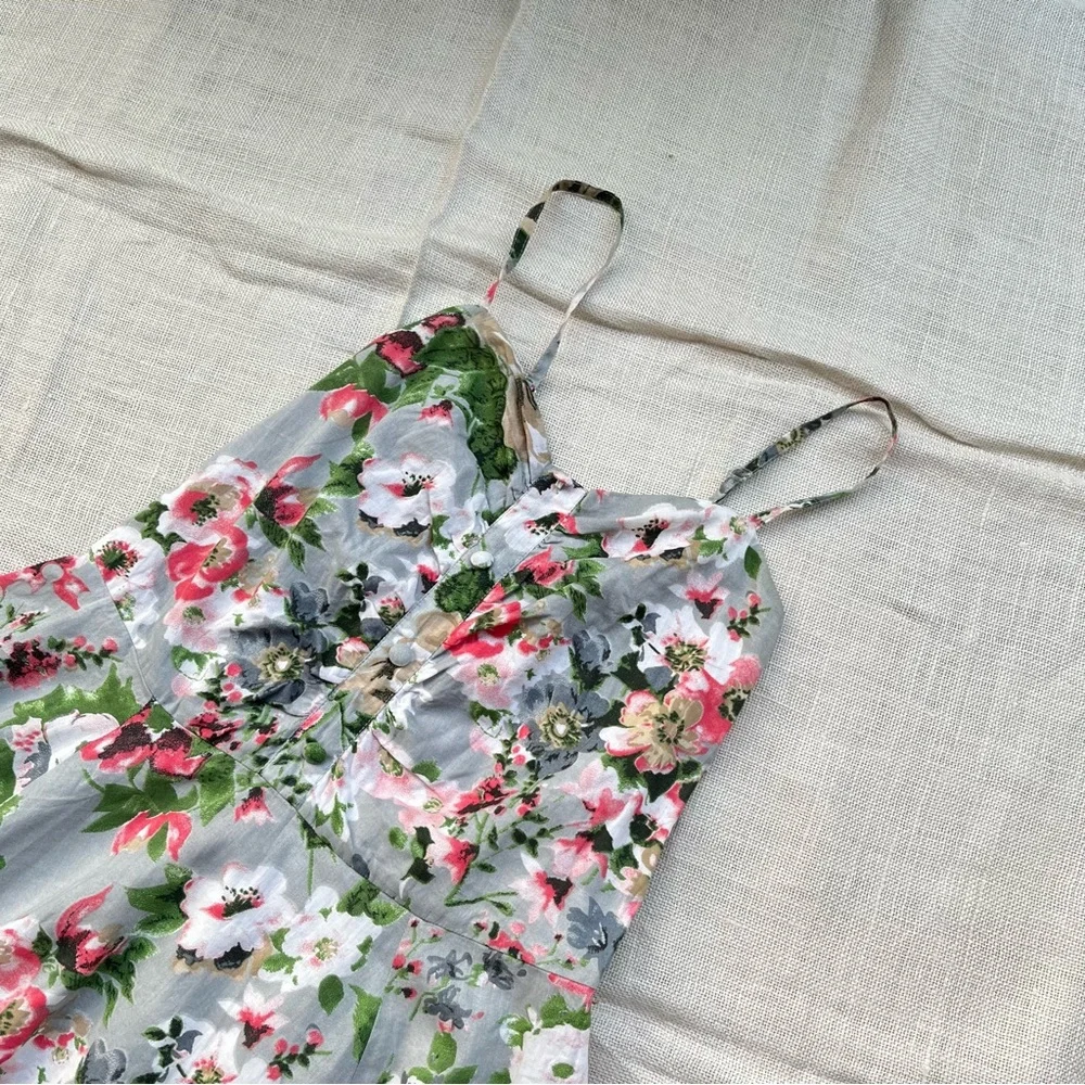 Grey Floral Skater Dress - Picture 4 of 9